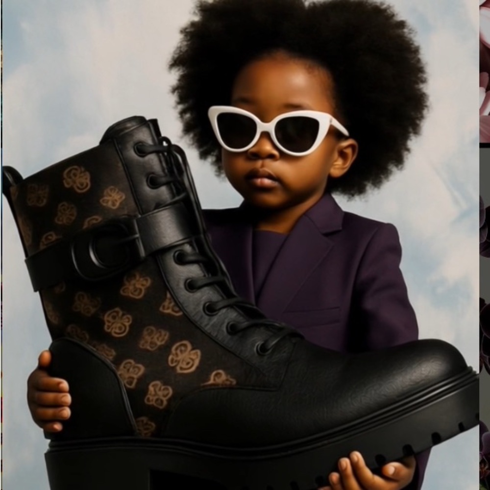 Guess Black and Brown Heeled Boots